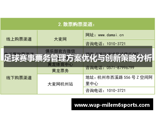 足球赛事票务管理方案优化与创新策略分析