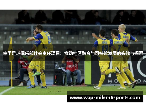 意甲足球俱乐部社会责任项目：推动社区融合与可持续发展的实践与探索