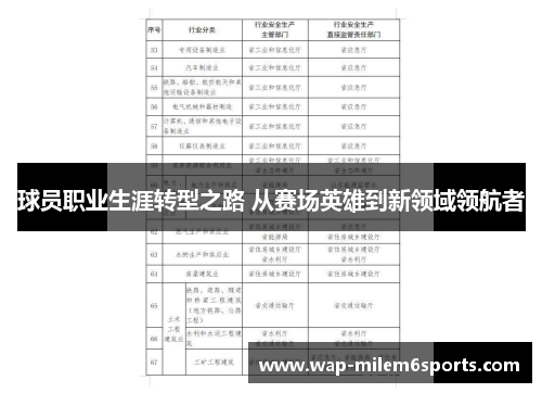 球员职业生涯转型之路 从赛场英雄到新领域领航者